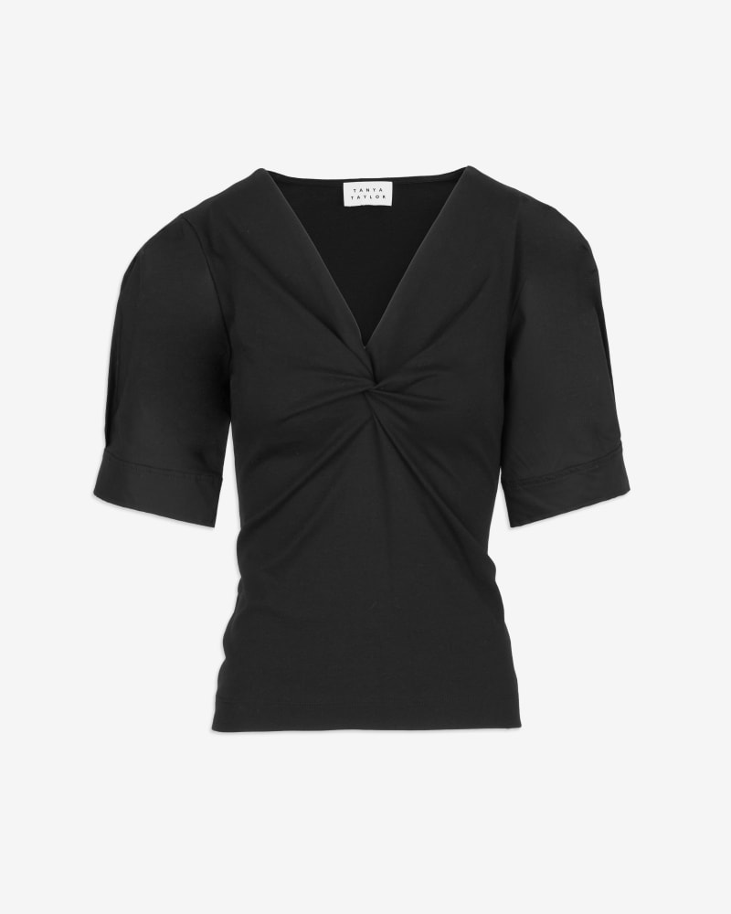 Front of a size XL Ronelle Top in Black by Tanya Taylor. | dia_product_style_image_id:322314